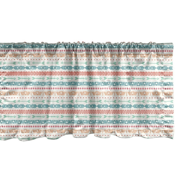 Ambesonne Colorful Window Valance, Doodle Art Tribal Streaks, 54" X 18", Burnt Sienna Teal