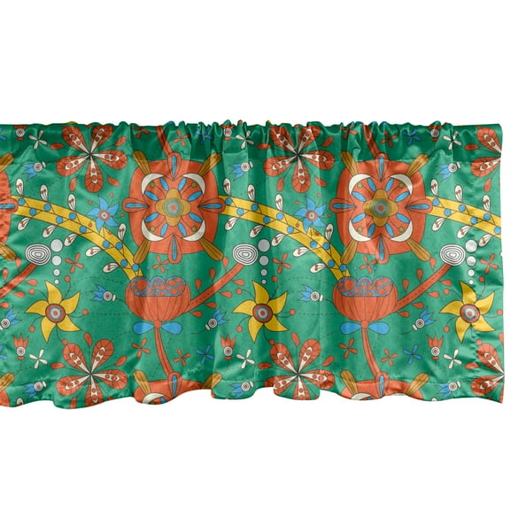 Ambesonne Colorful Window Valance, Dot Cartoony Nature Design, 54" X 18", Multicolor