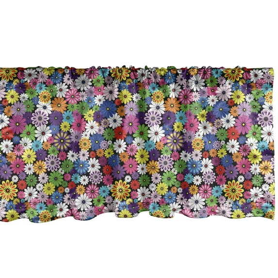 Ambesonne Colorful Window Valance, Floral Vivid Daisies, 54" X 18", Multicolor