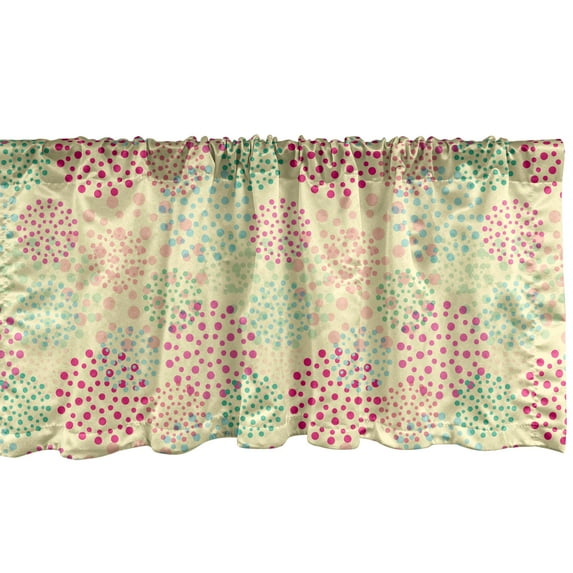 Ambesonne Colorful Window Valance, Flowers Polka Dots, 54" X 18", Multicolor