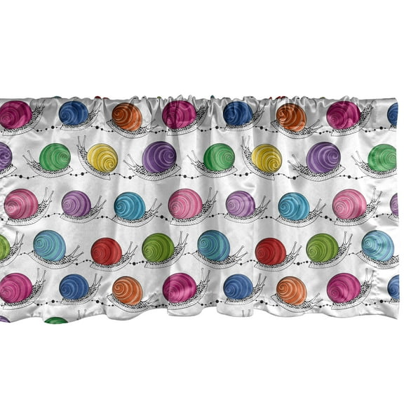Ambesonne Colorful Window Valance, Funny Shelled Vivid Snails, 54" X 12", Multicolor