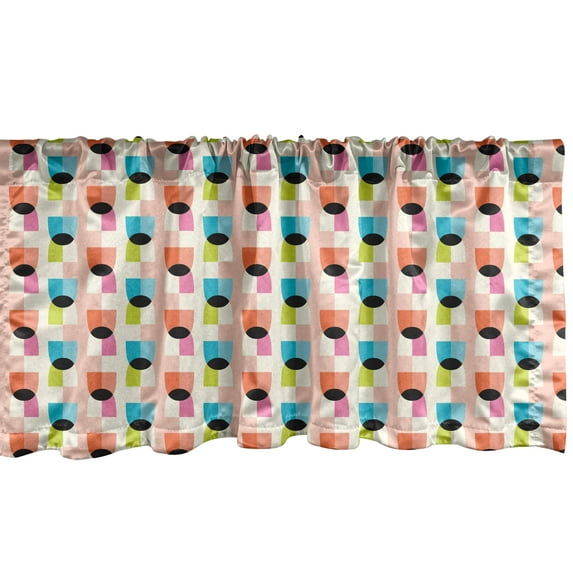 Ambesonne Colorful Window Valance, Geometric Semi-Circles Art, 54" X 18", Multicolor