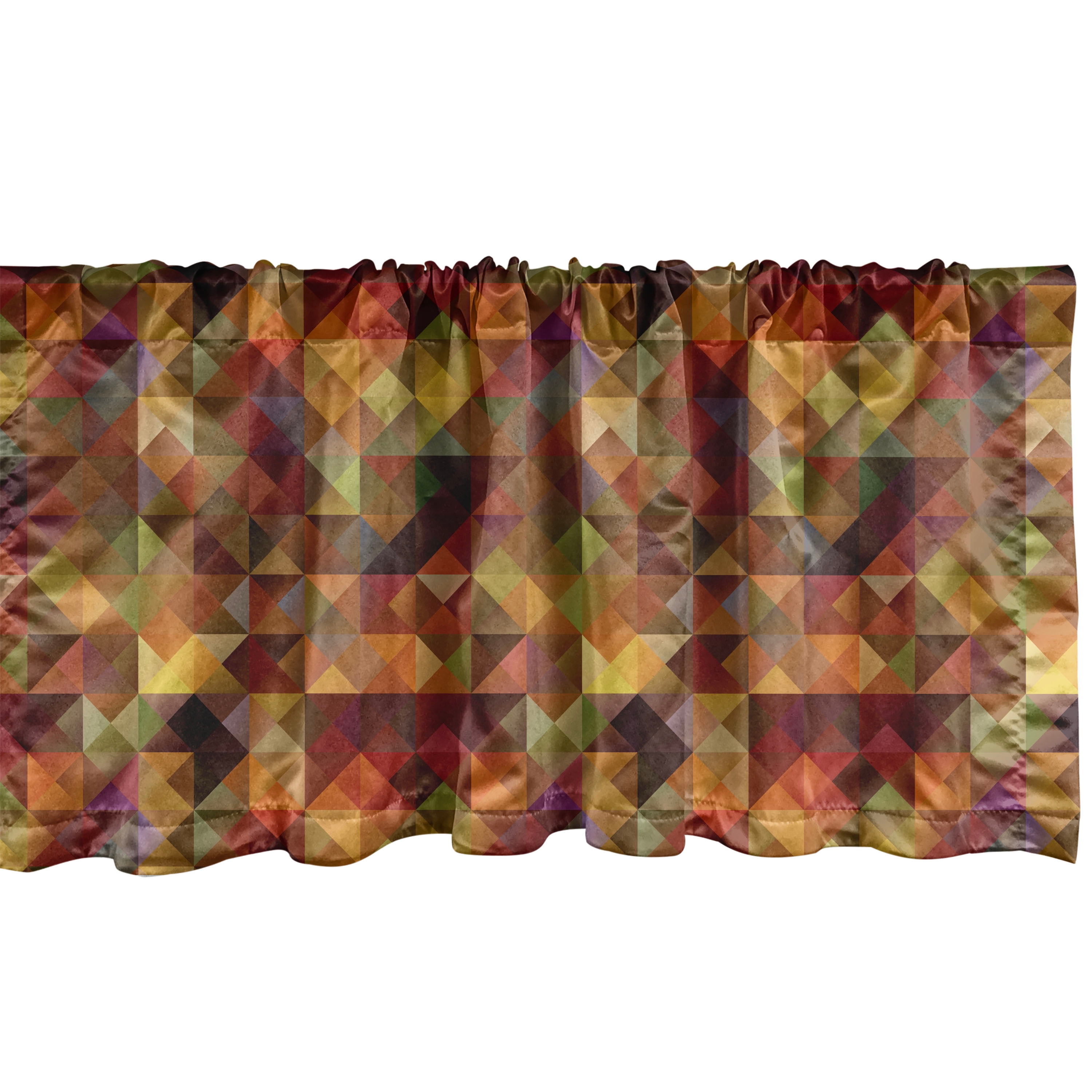 Ambesonne Colorful Window Valance, Grid Mosaic Geometric, 54