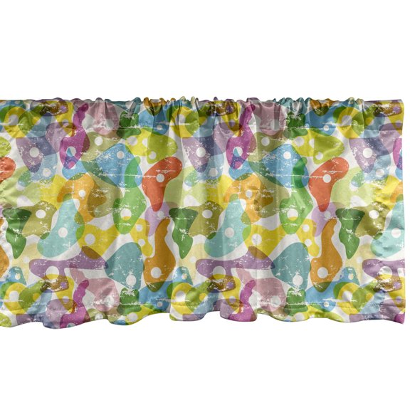Ambesonne Colorful Window Valance, Grunge Geometrical Shapes, 54" X 12", Multicolor