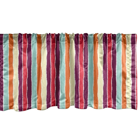 Ambesonne Colorful Window Valance, Lines Torn Effect, 54" X 18", Multicolor