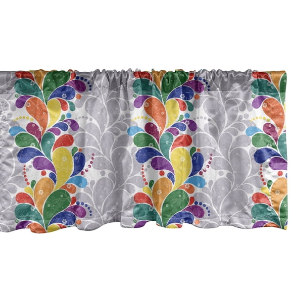 Ambesonne Colorful Window Valance, Modern Rainbow Paisley Art, 54" X 12", Purpleblue Multicolor