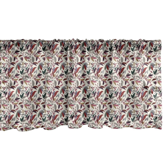 Ambesonne Colorful Window Valance, Modern Swirls Leaves, 54" X 18", Multicolor
