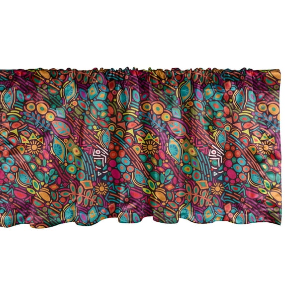 Ambesonne Colorful Window Valance, Orient Botany Items Eyes, 42" x 18", Multicolor