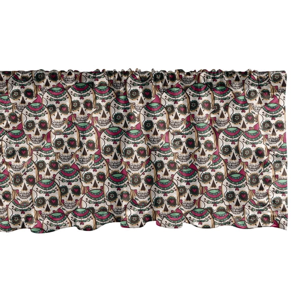 Ambesonne Colorful Window Valance, Paisley Floral Pattern, 54" X 12", Cream Green Red