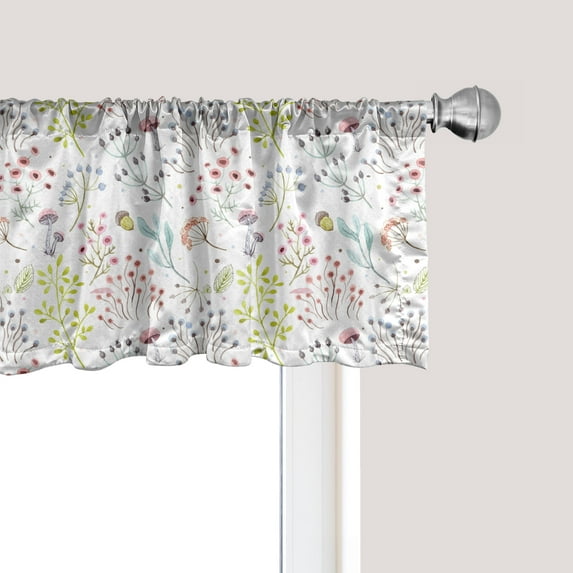 Ambesonne Colorful Window Valance, Pastel Toned Mushrooms, 54" X 12", Multicolor