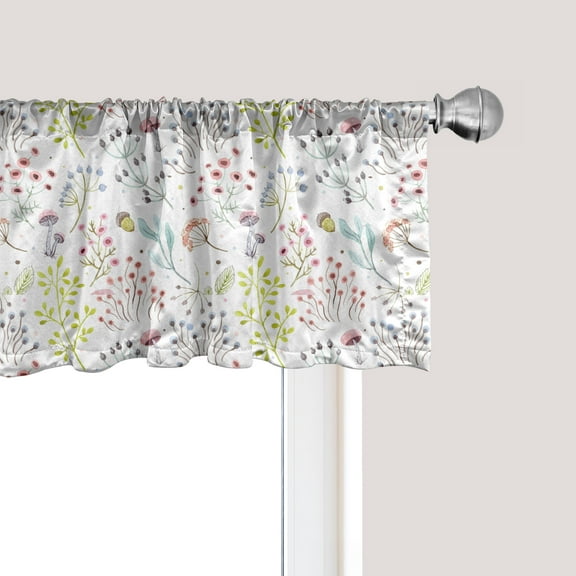 Ambesonne Colorful Window Valance, Pastel Toned Mushrooms, 54" X 18", Multicolor