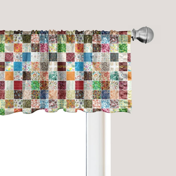 Ambesonne Colorful Window Valance, Patchwork Retro Style, 54" X 18", Multicolor