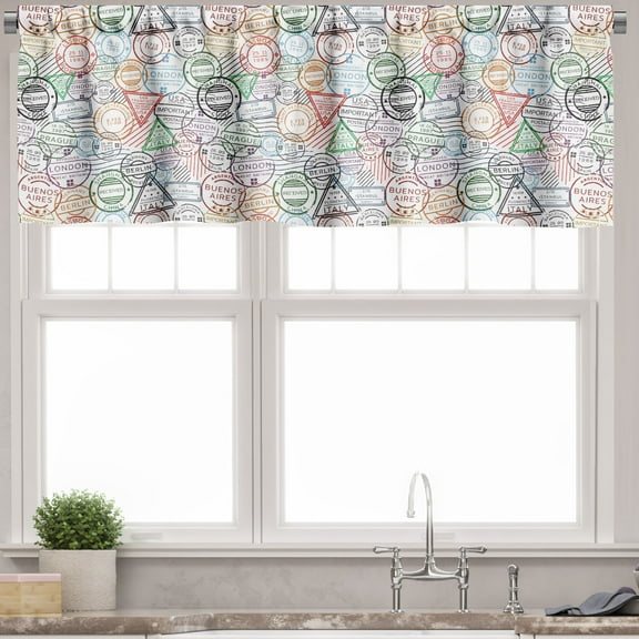 Ambesonne Colorful Window Valance, Retro Postal Pattern, 54" X 18", Multicolor
