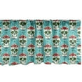 thumbnail image 1 of Ambesonne Colorful Window Valance, Roses on Skull Pattern, 54" X 18", Seafoam Green and Ruby, 1 of 3