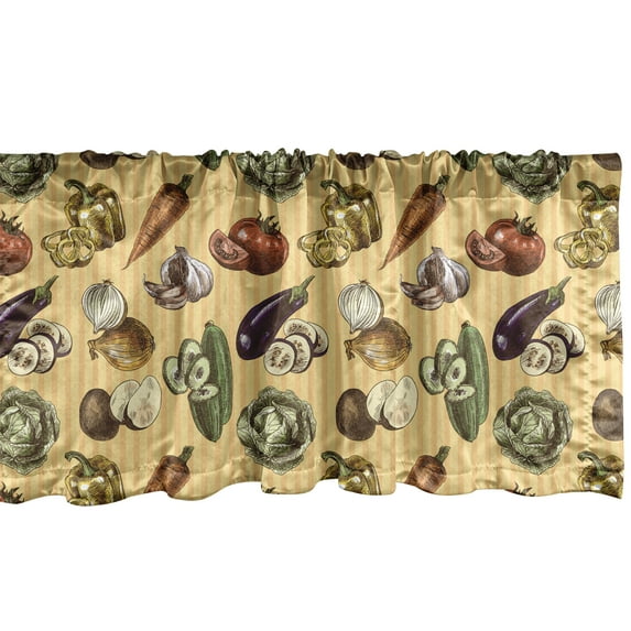 Ambesonne Colorful Window Valance, Sketchy Vegetables, 54" X 18", Multicolor