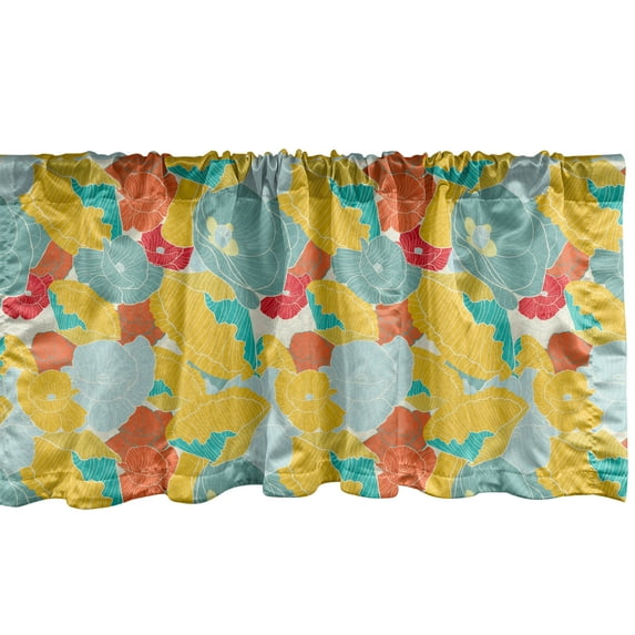 Ambesonne Colorful Window Valance, Spring Nature Poppies, 54" X 18", Multicolor