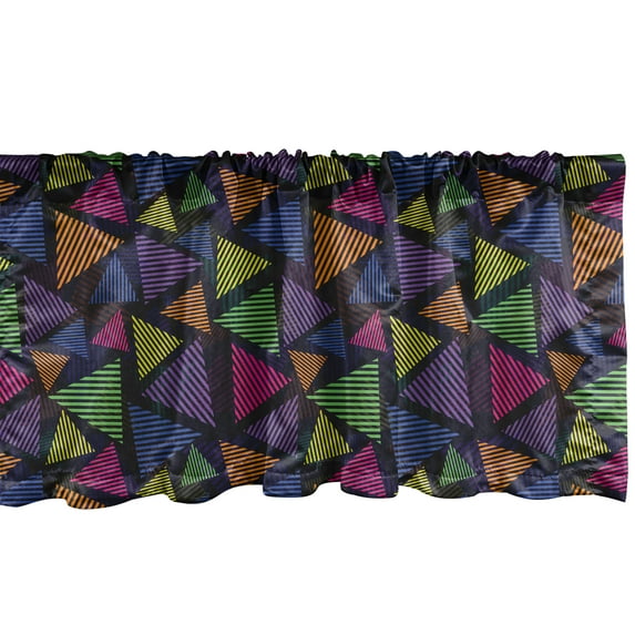 Ambesonne Colorful Window Valance, Striped Triangle Shapes, 54" X 18", Multicolor