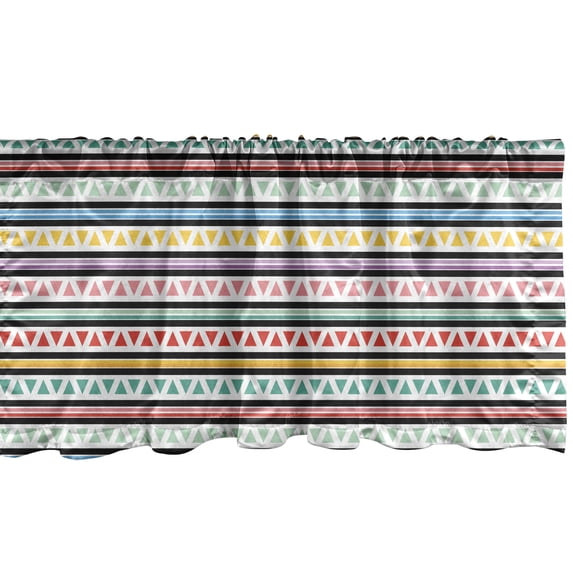 Ambesonne Colorful Window Valance, Stripes Triangles, 54" X 18", Multicolor