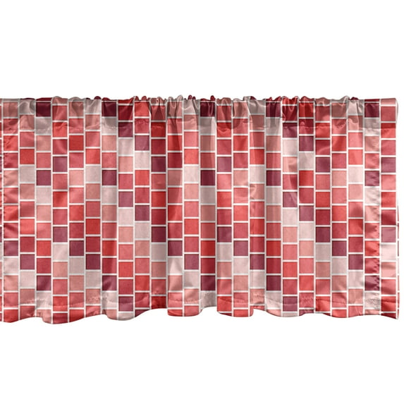 Ambesonne Colorful Window Valance, Tile Rectangle Square, 42" x 18", Coral Rose Dried Rose