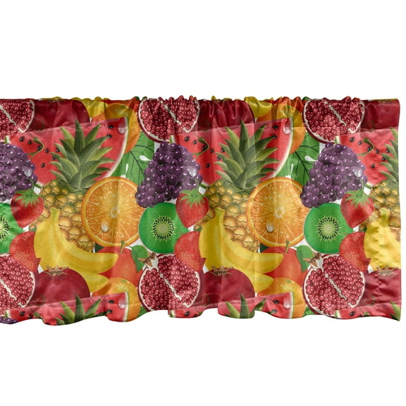 Ambesonne Colorful Window Valance, Tropical Fresh Fruits, 42" x 12", Multicolor