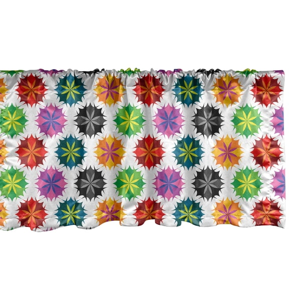 Ambesonne Colorful Window Valance, Vibrant Abstract Flora, 54" X 18", Multicolor