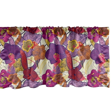 Ambesonne Colorful Window Valance, Vibrant Vintage Orchid, 54" X 18", Multicolor