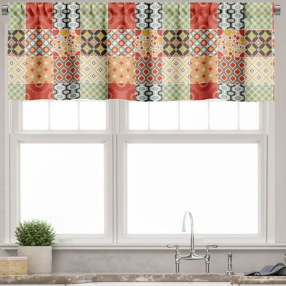 Ambesonne Colorful Window Valance, Vintage Abstract Shape, 54" X 18", Multicolor