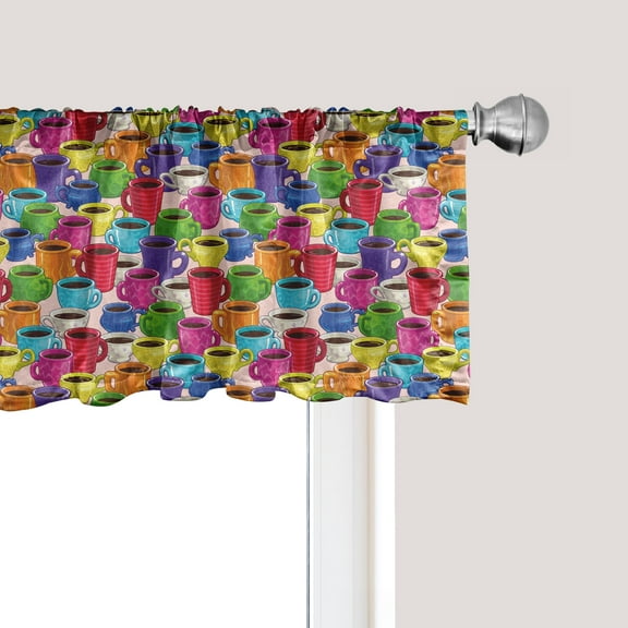 Ambesonne Colorful Window Valance, Vintage Coffee House, 54" X 12", Multicolor