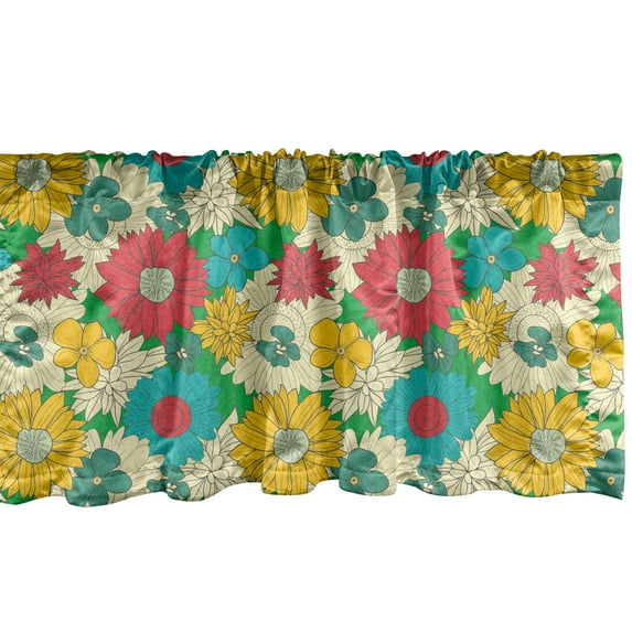Ambesonne Colorful Window Valance, Vintage Flowers Art, 54" X 18", Multicolor
