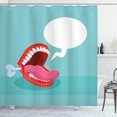 thumbnail image 1 of Ambesonne Comic Shower Curtain, Clockwork Chattering Teeth, 69"Wx84"L, Seafoam and Pink, 1 of 4
