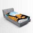 thumbnail image 1 of Ambesonne Comics Fitted Sheet, Cartoon Superheros Power, Twin XL Size, Marigold Blue, 1 of 2