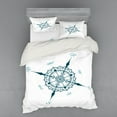 thumbnail image 1 of Ambesonne Compass Bedding Set 4 Pcs, Floral Design Drawing, Queen, Cream Dark Green, 1 of 3
