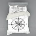 thumbnail image 1 of Ambesonne Compass Bedding Set 4 Pcs, Windrose Directions, Queen, Black White, 1 of 3