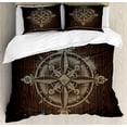 thumbnail image 1 of Ambesonne Compass Duvet Cover Set, Boating Ship, Queen, Tan Brown, 1 of 3