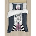 thumbnail image 1 of Ambesonne Compass Duvet Cover Sets, Search for Love Girl, 2-Twin, Blue Grey White, 1 of 3