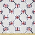 thumbnail image 1 of Ambesonne Compass Fabric by the Yard Microfiber, Diamond Windrose Leaf, 10 Yards, Dark Blue Dark Coral, 1 of 2
