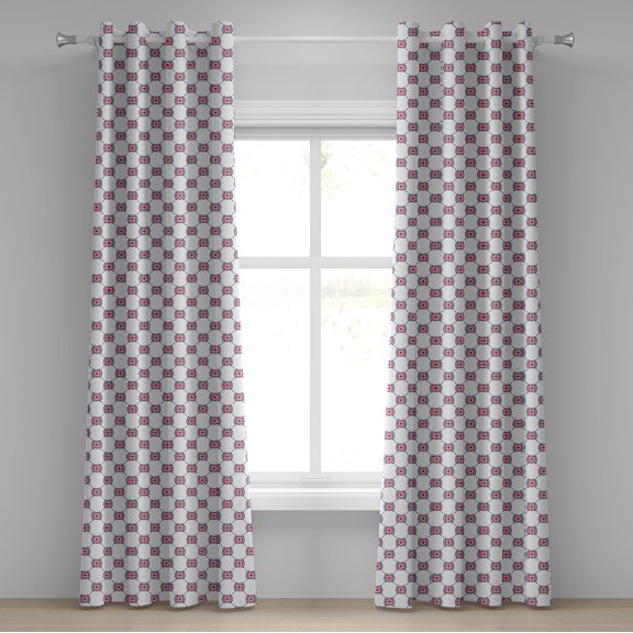 Ambesonne Compass Grommet Curtain, Diamond Windrose Leaf, 50" x 108", Dark Blue Dark Coral