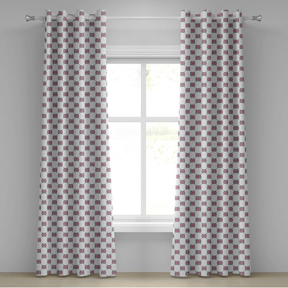 Ambesonne Compass Grommet Curtain, Diamond Windrose Leaf, 50" x 96", Dark Blue Dark Coral