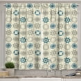 thumbnail image 1 of Ambesonne Compass Kitchen Curtains, Marine Inspired Retro, 55"x39", Beige Teal, 1 of 3