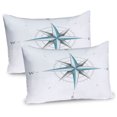 thumbnail image 1 of Ambesonne Compass Pillow Sham 2 Pack, Antique Wind Rose, 30"x20", Teal and Dimgray, 1 of 1