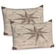 thumbnail image 1 of Ambesonne Compass Pillow Sham 2 Pack, Central America Map, 36"x20", Lilac Plum, 1 of 3