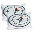 thumbnail image 1 of Ambesonne Compass Pillow Sham 2 Pack, Minimalist Design, 36"x20", Slate Blue Red, 1 of 3