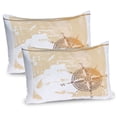 thumbnail image 1 of Ambesonne Compass Pillow Sham 2 Pack, Nautical Ship Cool, 30"x20", Sand Brown Marigold, 1 of 3