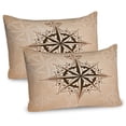 thumbnail image 1 of Ambesonne Compass Pillow Sham 2 Pack, Sailing Theme, 36"x20", Brown Pale Brown, 1 of 3