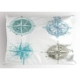 thumbnail image 1 of Ambesonne Compass Pillow Sham, Windrose Marine, 26" X 20", Teal Beige White, 1 of 2