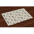 thumbnail image 1 of Ambesonne Compass Place Mats Set of 4, Continents Pattern, Standard Size, Black Grey Tan, 1 of 4