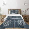 thumbnail image 1 of Ambesonne Compass Quilted Bedspread Set 2 Pcs, White Compass Design, Twin Size, Navy Blue and White, 1 of 5