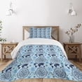 thumbnail image 1 of Ambesonne Compass Quilted Bedspread Set 2 Pcs, World Map Arrow Pattern, Twin Size, Pale Blue Indigo, 1 of 5