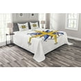 thumbnail image 1 of Ambesonne Compass Quilted Bedspread Set 3 Pcs, Colorful Marine Life, King Size, Yellow Night Blue, 1 of 3