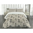 thumbnail image 1 of Ambesonne Compass Quilted Bedspread Set 3 Pcs, Continents Pattern, Queen Size, Black Grey Tan, 1 of 5